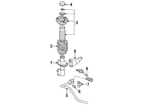 1994 Saturn SC1 Rear Suspension Components, Struts & Components, Stabilizer Bar Brkt Asm, Rear Suspension Diagram for 21011206