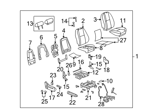 2009 Chevrolet Silverado 1500 Front Seat Components SEAT Diagram for 25978510