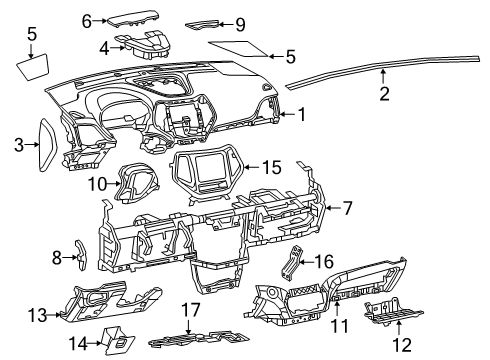 2020 Jeep Cherokee Instrument Panel Components Panel-Instrument Panel Closeout Diagram for 68093041AA
