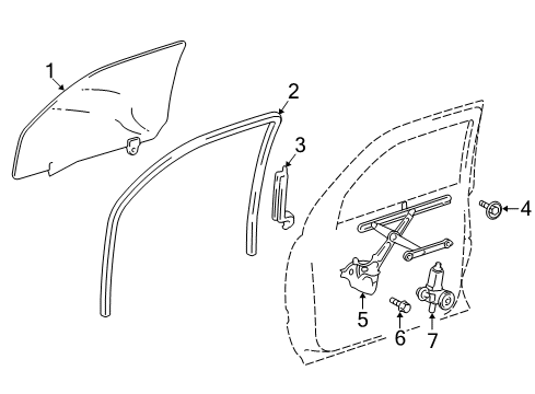 2017 Toyota Land Cruiser Front Door Guide Channel Diagram for 67404-60110