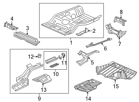 2012 Honda Civic Rear Body - Floor & Rails Gusset, R. Middle Floor Crossmember Diagram for 65721-TS8-A00ZZ