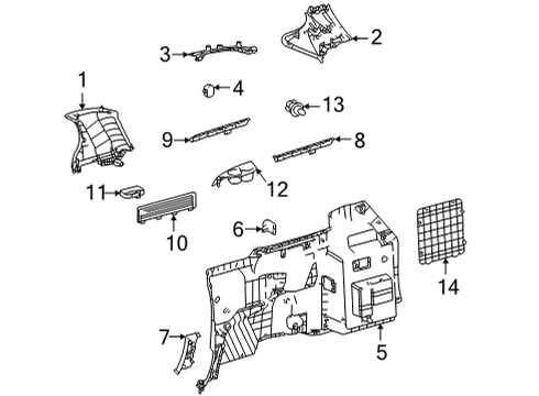 2022 Toyota Sienna Interior Trim - Side Panel Cup Holder Diagram for 64746-08020-A0