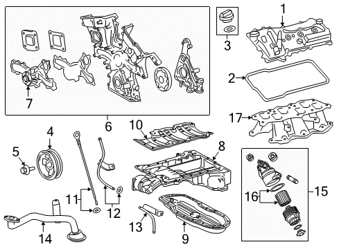 2018 Lexus GS350 Engine Parts, Mounts, Cylinder Head & Valves, Camshaft & Timing, Oil Pan, Oil Pump, Crankshaft & Bearings, Pistons, Rings & Bearings, Variable Valve Timing Manifold, Intake Diagram for 17111-31250