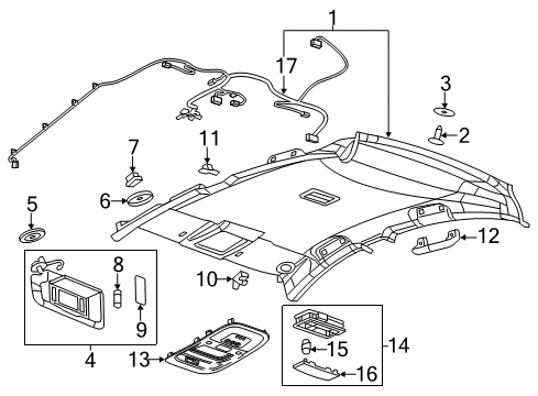 2014 Chevrolet Volt Interior Trim - Roof Sunvisor Cover Diagram for 20927698