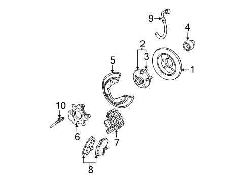 2002 Ford Taurus Rear Brakes Caliper Diagram for 2F1Z-2553-AA