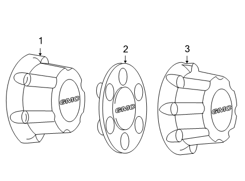 2003 GMC Sierra 2500 HD Wheel Covers & Trim Hub Cap Diagram for 9595214