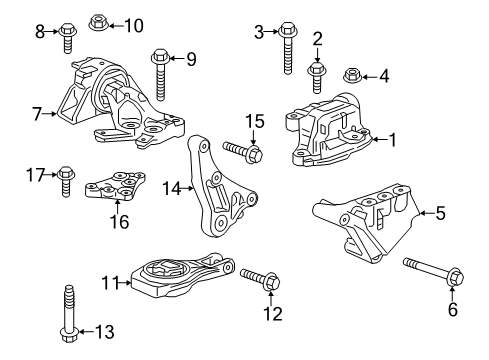 2021 Chevrolet Trax Automatic Transmission Upper Transmission Mount Bracket Diagram for 95265893