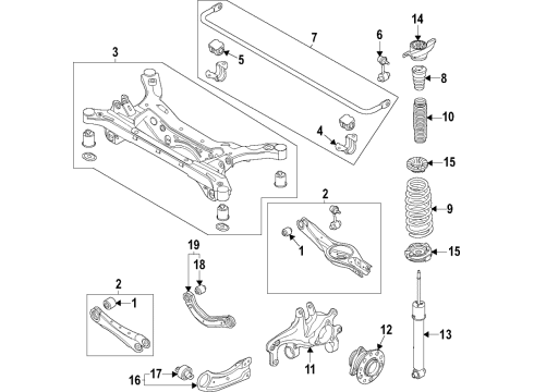 2021 Hyundai Elantra Rear Suspension Components, Lower Control Arm, Upper Control Arm, Stabilizer Bar Carrier Assembly-Rear Axle, LH Diagram for 52710-AAAA0