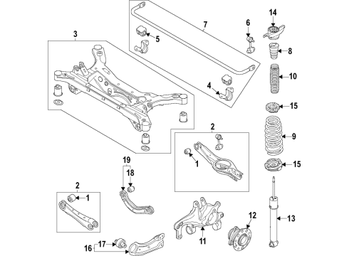 2021 Hyundai Elantra Rear Suspension Components, Lower Control Arm, Upper Control Arm, Stabilizer Bar Carrier Assembly-Rear Axle, RH Diagram for 52711-AAAA0