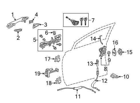 2022 Lexus RX450hL Lock & Hardware Front Door Outside Handle Assembly, Right Diagram for 69210-48110-J0