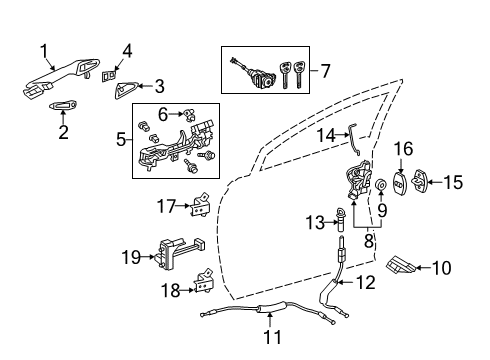 2022 Lexus RX450hL Lock & Hardware Hinge Assembly, Door, Up Diagram for 68710-48010