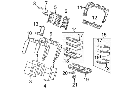 2011 Chevrolet Impala Rear Seat Components Seat Back Cover Diagram for 19128221