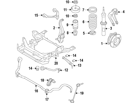 2012 BMW X6 Front Suspension, Lower Control Arm, Upper Control Arm, Ride Control, Stabilizer Bar, Suspension Components Left Strut Bracket Spring Diagram for 31126775085