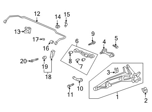 1998 Acura Integra Rear Suspension Components, Lower Control Arm, Upper Control Arm, Stabilizer Bar Spring, Rear Stabilizer Diagram for 52300-ST7-Z01