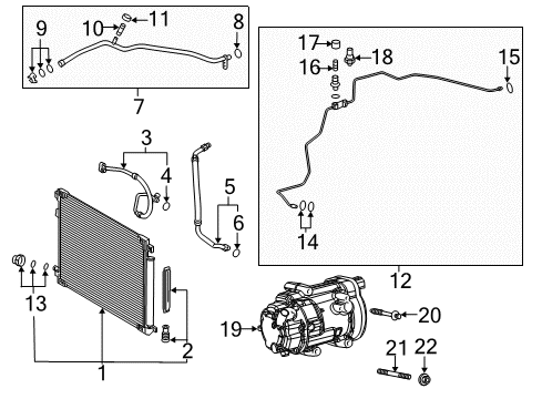 2021 Toyota Camry A/C Condenser, Compressor & Lines Bolt, W/Washer Diagram for 90119-08C30