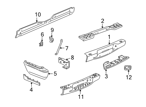 2000 GMC Jimmy Rear Bumper Brace-Rear Bumper Imp Bar Extension Diagram for 15008257