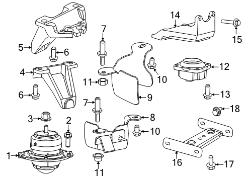 2017 Dodge Viper Engine & Trans Mounting Bracket-Engine Mount Diagram for 5038658AA