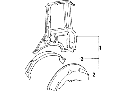 1985 Honda Civic Inner Components - Quarter Panel Wheelhouse, R. RR. Diagram for 70590-SB6-660ZZ