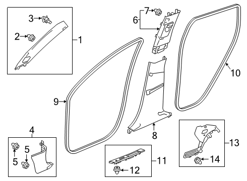 2019 Acura RDX Interior Trim - Pillars, Rocker & Floor Garnish Right, Rear (Deep Black) Diagram for 84211-TJB-A01ZA