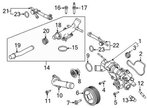 2021 Ford F-150 Water Pump Outlet Hose Diagram for FT4Z-8K276-J