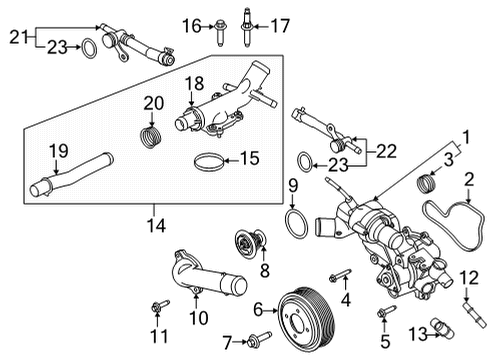 2021 Ford F-150 Water Pump Water Inlet Tube Gasket Diagram for FT4Z-8C387-A