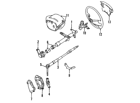 2004 Toyota Camry Steering Column, Steering Wheel & Trim Upper Column Cover Diagram for 45286-33924-B0