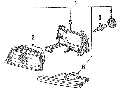 1986 Honda Civic Headlamps Headlight Assembly, Passenger Side Diagram for 33100-SB6-681