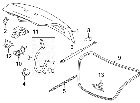 2012 Buick Regal Trunk Lid Support Strut Diagram for 13262104