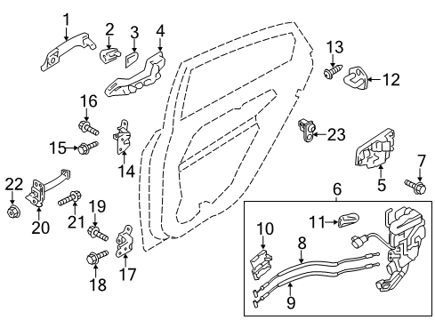 2012 Kia Optima Rear Door - Lock & Hardware Rear Door Latch & Actuator Assembly, Right Diagram for 814202T000