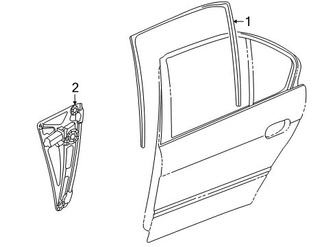 1997 BMW 750iL Rear Door - Glass & Hardware Rear Right Window Guide Diagram for 51348157180