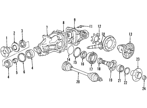 1999 BMW Z3 Rear Axle, Axle Shafts & Joints, Differential, Drive Axles, Propeller Shaft Exch-Limited Slip Diff.Unit Diagram for 33142227404