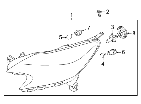 2017 Nissan Versa Note Bulbs Headlamp Assembly-Passenger Side Diagram for 26010-9ME0A