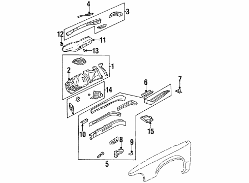 1997 Buick LeSabre Structural Components & Rails Panel Asm-Front Wheelhouse Diagram for 25660100