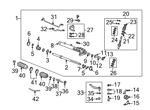 1999 Honda CR-V Steering Column & Wheel, Steering Gear & Linkage End Set, Rack Diagram for 53010-S10-003