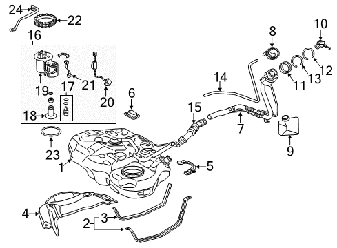 2016 Lexus CT200h Fuel Supply Band Sub-Assembly, Fuel Diagram for 77601-76020