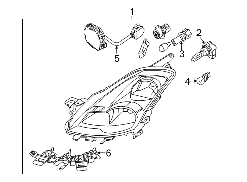 2009 Nissan Altima Bulbs Driver Side Headlight Assembly Diagram for 26060-ZN60A