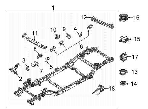 2022 Jeep Wrangler Frame & Components ISOLATOR-Body Hold Down Diagram for 68236166AA