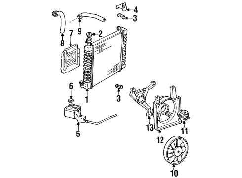 1993 Chevrolet Cavalier Radiator & Components, Cooling Fan Lower Radiator Hose Assembly Diagram for 22552987