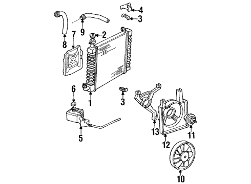 1993 Chevrolet Cavalier Radiator & Components, Cooling Fan Radiator Outlet Hose Diagram for 22635735