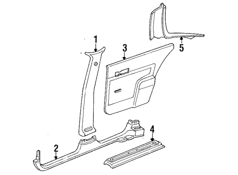 1996 Chevrolet Corsica Interior Trim Panel Asm-Center Pillar Upper Trim Finish *Gray M Diagram for 22587844