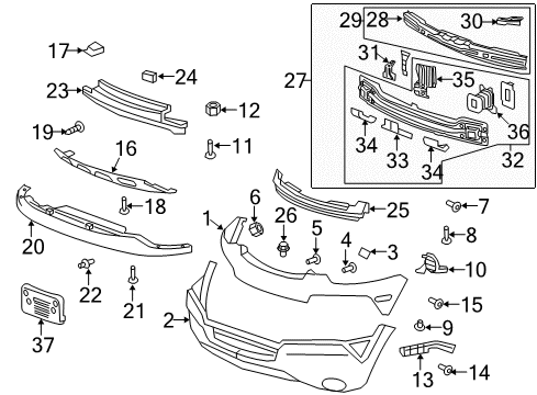 2010 Saturn Vue Front Bumper Impact Bar Diagram for 22887091