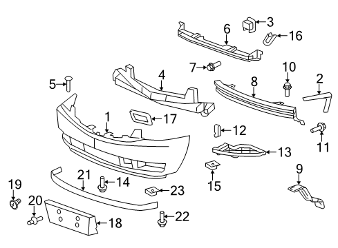 2008 Cadillac Escalade Front Bumper Outer Filler Diagram for 10376177