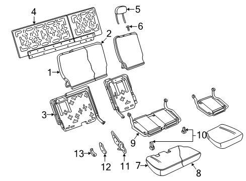 2003 Ford Explorer Sport Trac Rear Seat Components Seat Cushion Heater Diagram for 3L2Z-78632A23-AA