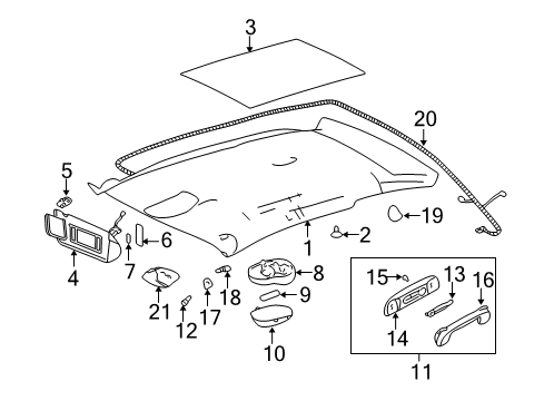 2005 Chevrolet Impala Interior Trim - Roof Lamp Asm-Roof Rail Courtesy & Reading *Neutral L Diagram for 10349805