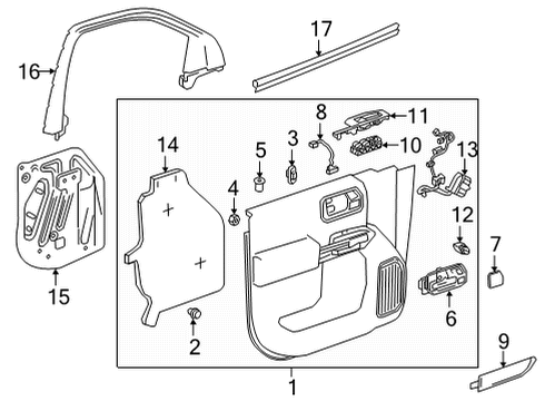 2022 GMC Sierra 3500 HD Interior Trim - Front Door Belt Weatherstrip Diagram for 84018432