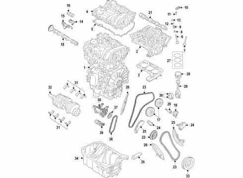 2020 Mini Cooper Countryman Engine Parts, Mounts, Cylinder Head & Valves, Camshaft & Timing, Variable Valve Timing, Oil Pan, Oil Pump, Balance Shafts, Crankshaft & Bearings, Pistons, Rings & Bearings Gasket Set Diagram for 11428591461