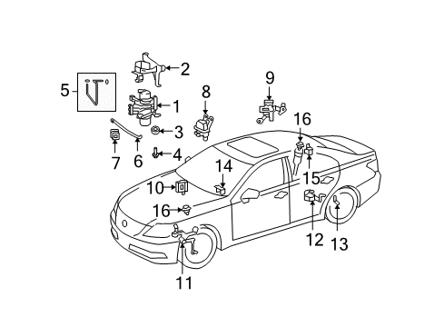 2010 Lexus LS460 Auto Leveling Components Computer, Suspension Control Diagram for 89293-50281