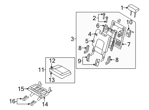 2009 Hyundai Veracruz Third Row Seats Guide Assembly-Headrest Diagram for 89385-3J000-6T