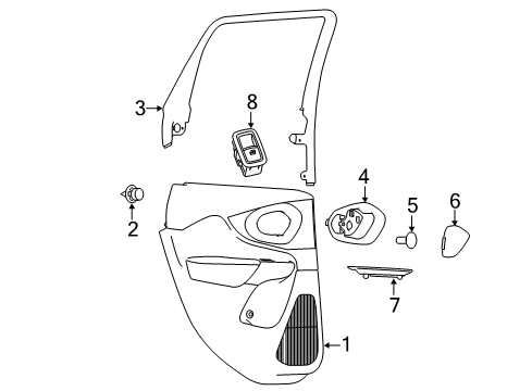 2016 Jeep Cherokee Interior Trim - Rear Door Molding-Rear Door Diagram for 1UJ47DX9AA