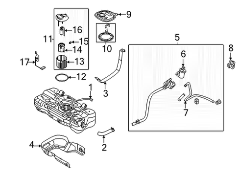2021 Hyundai Elantra Filters Band Assembly-Fuel Tank LH Diagram for 31210-BY000